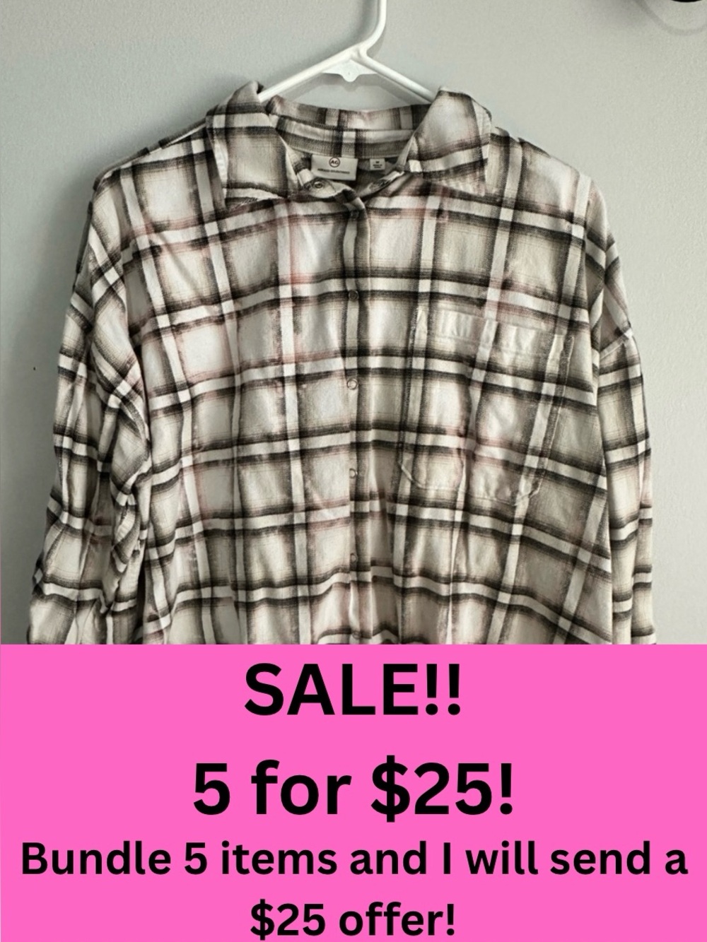 5/$25 Ag Adriano Goldschmied Oversized Plaid